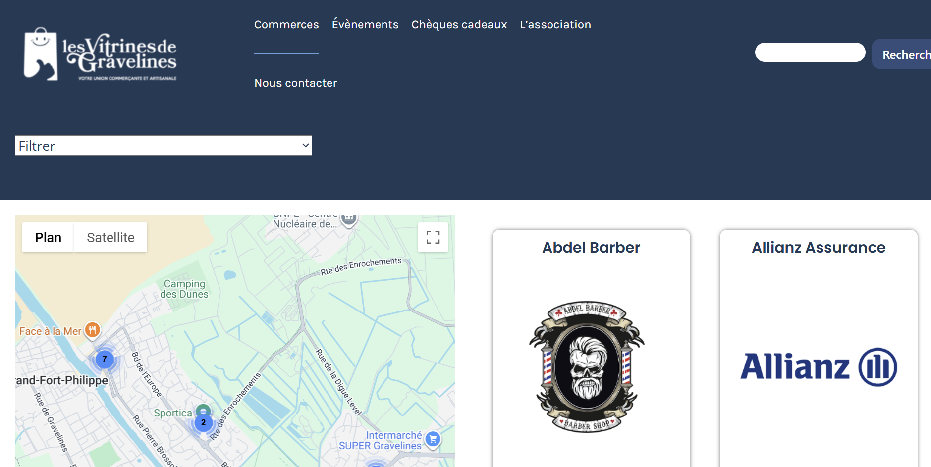 Capture de fonctionnalités dynamiques développées sur le site client