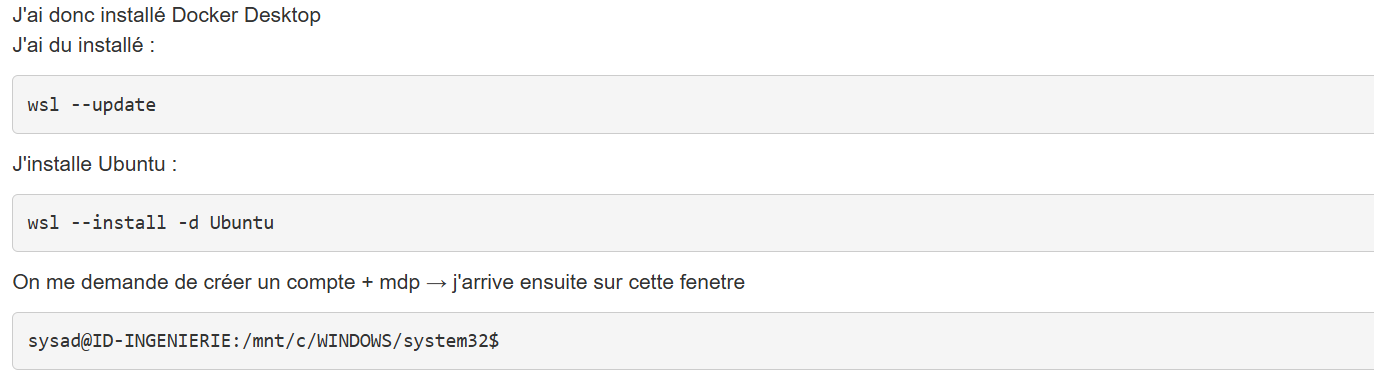 Capture de la mise en place de l’environnement docker